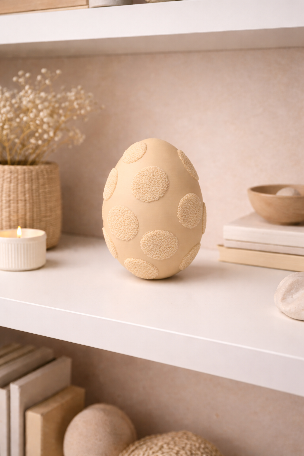 Easter egg with fuzzy spots