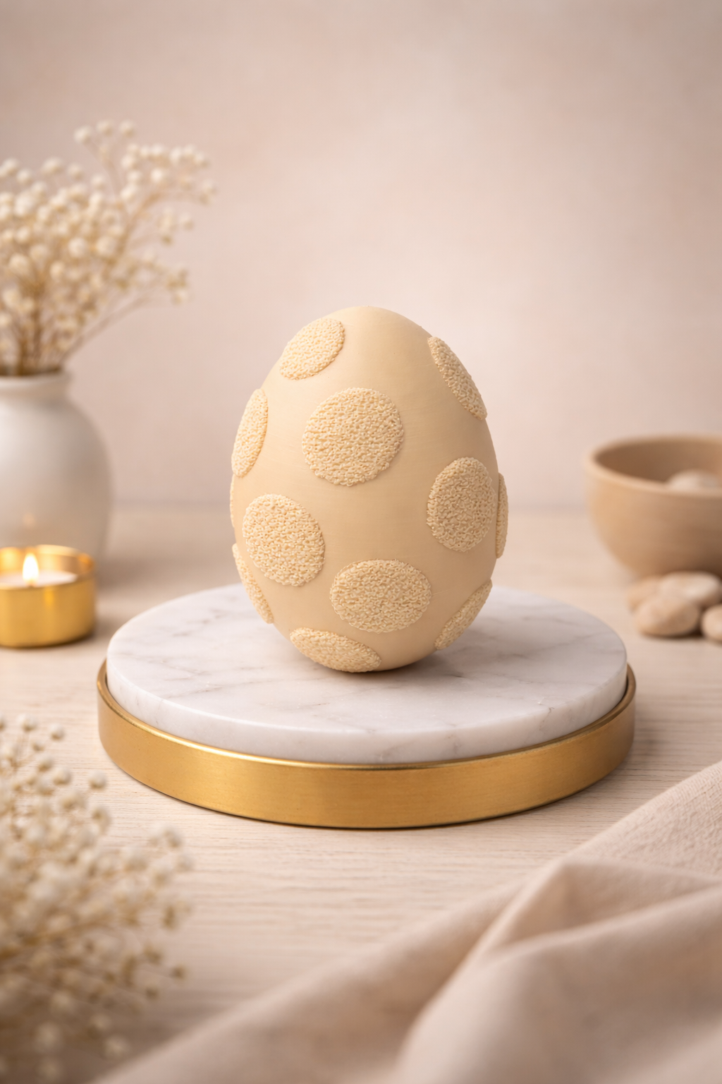 Easter egg with fuzzy spots