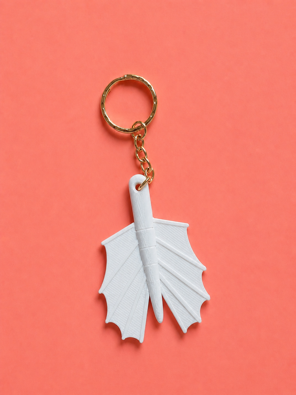 White dragon tail keyring